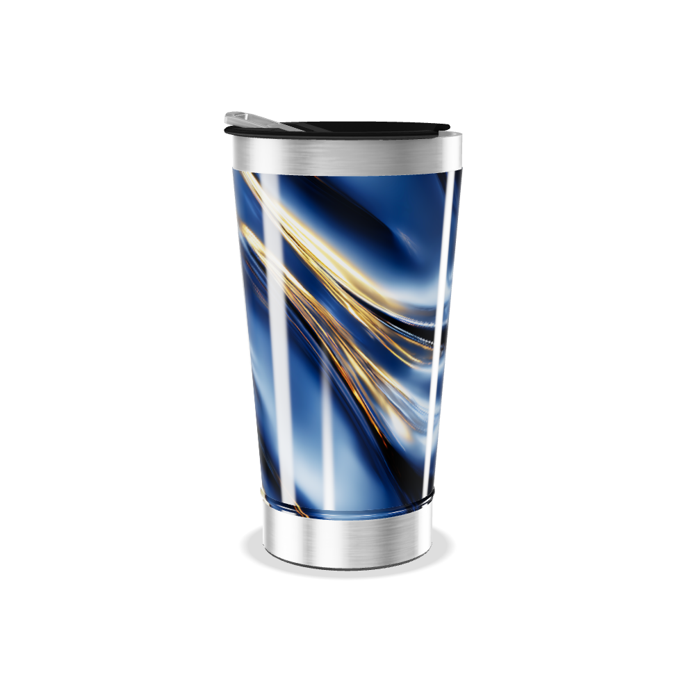 Copo Térmico - Azul Metálico Abstrato