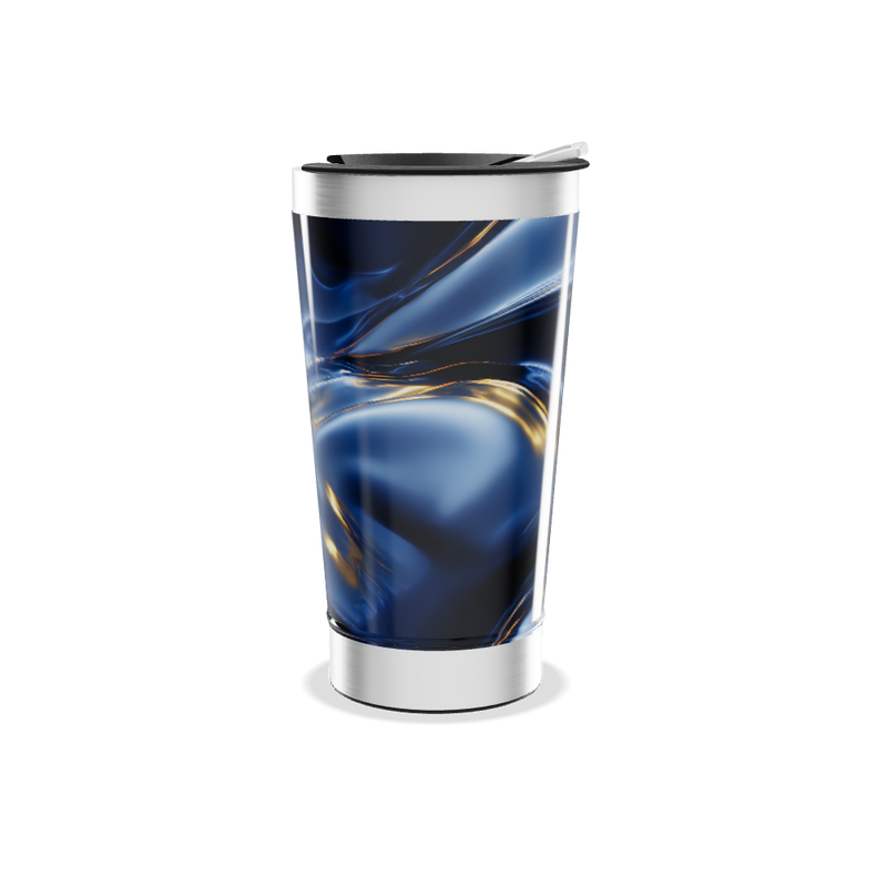 Copo Térmico - Azul Metálico Abstrato
