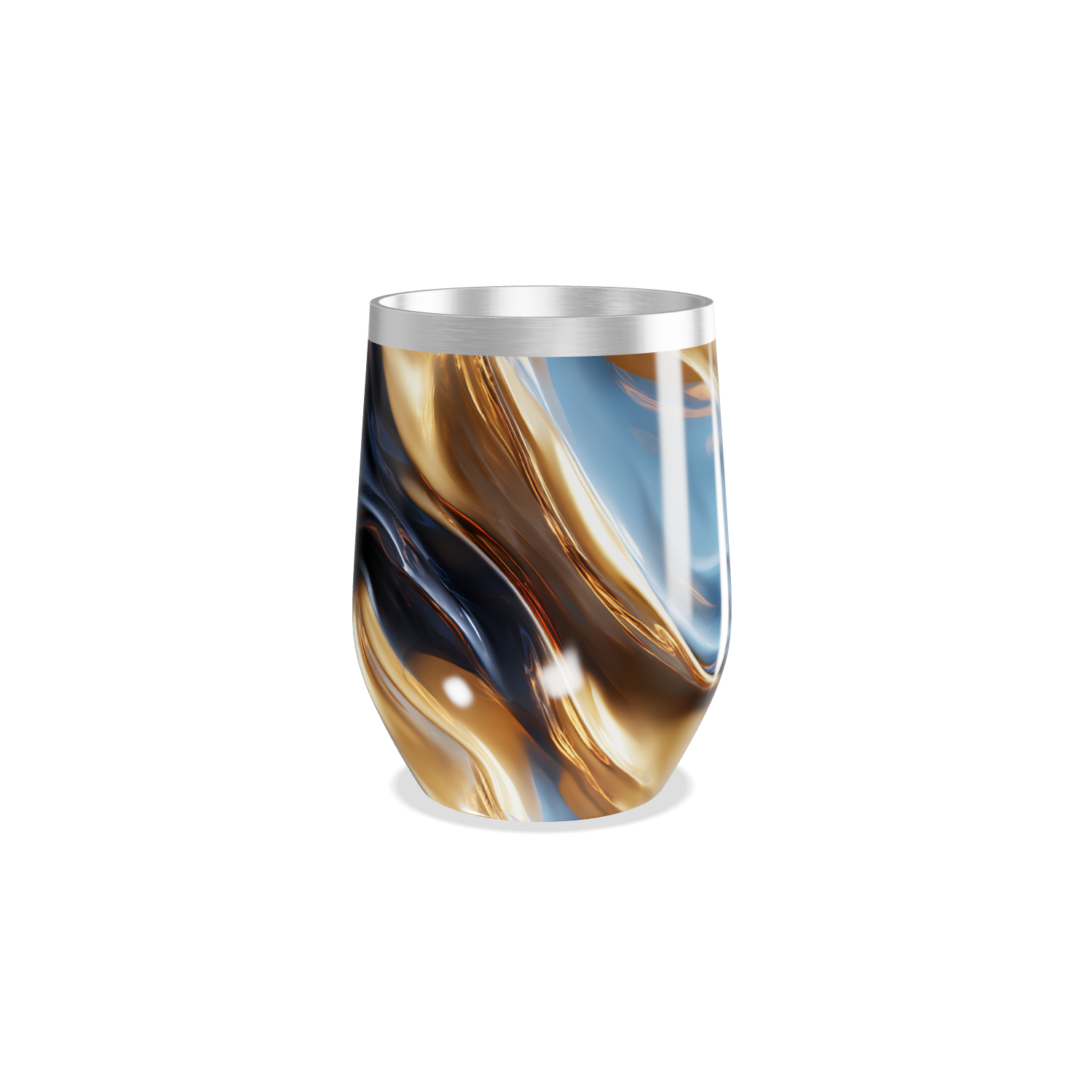 Copo Térmico Slim - Marmorizado Azul e Dourado