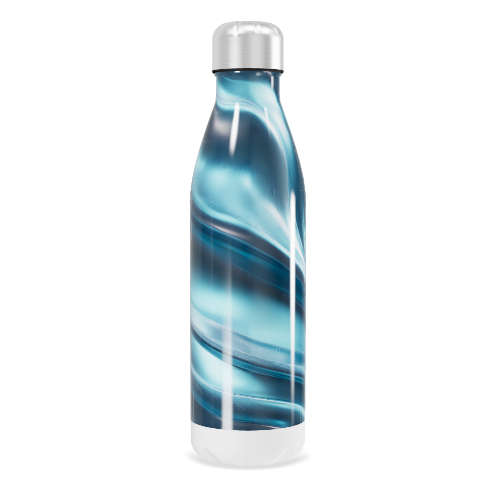Garrafa Inox Azul - Design Ondulado
