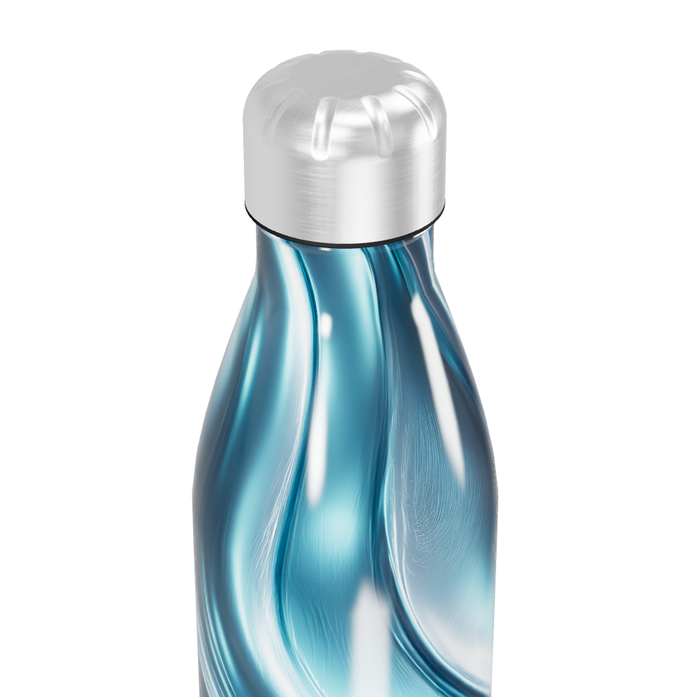 Garrafa Inox Azul - Design Ondulado
