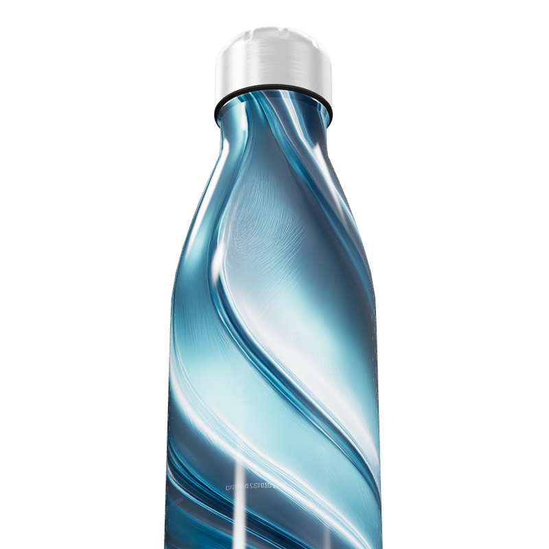 Garrafa Inox Azul - Design Ondulado