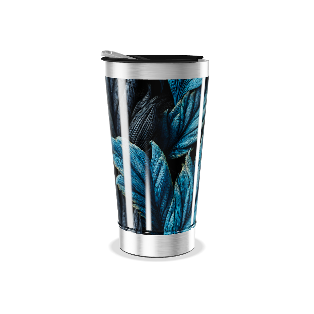 Copo Térmico - Folhas Azuis aço inox