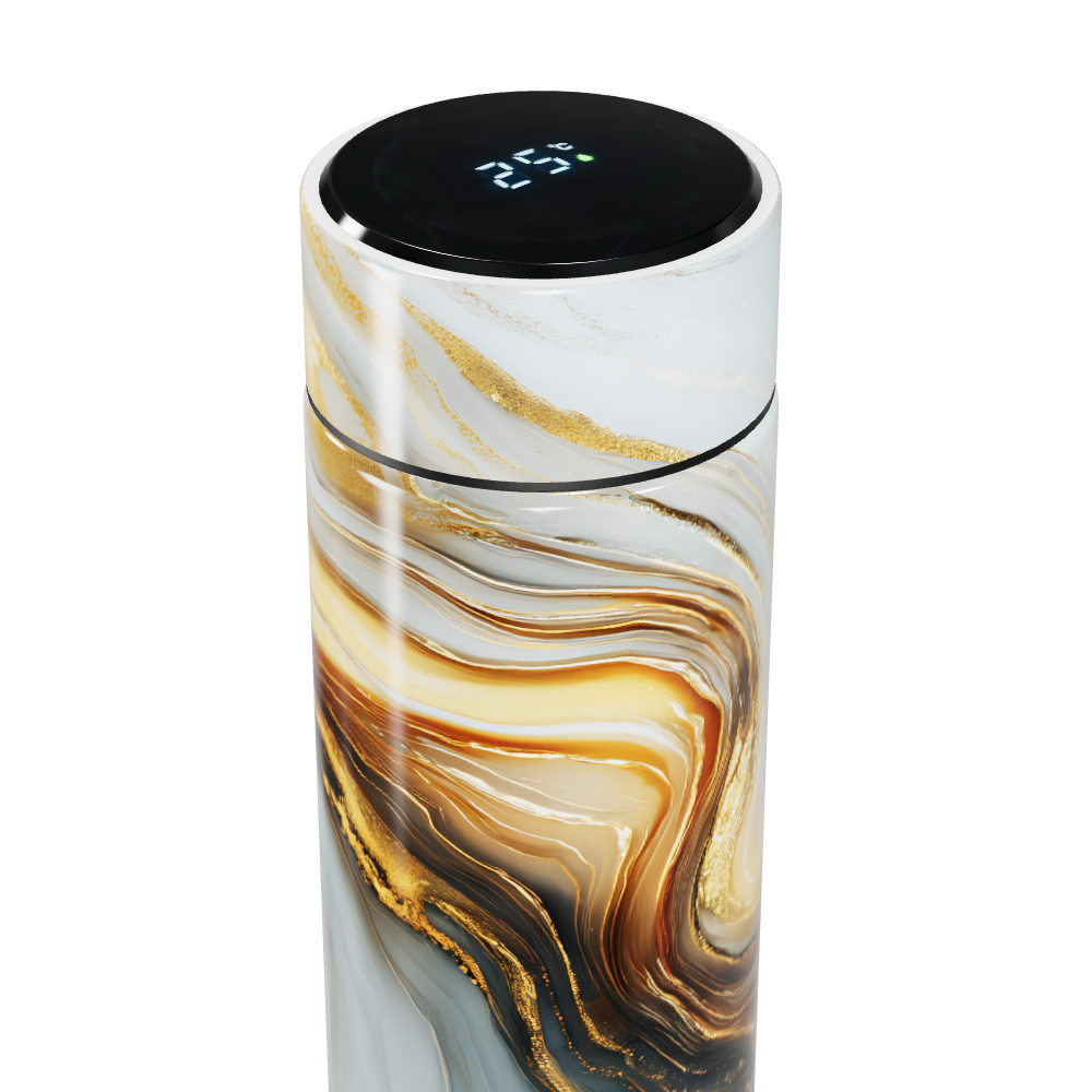 Garrafa Térmica Touch Mármore Dourado Digital