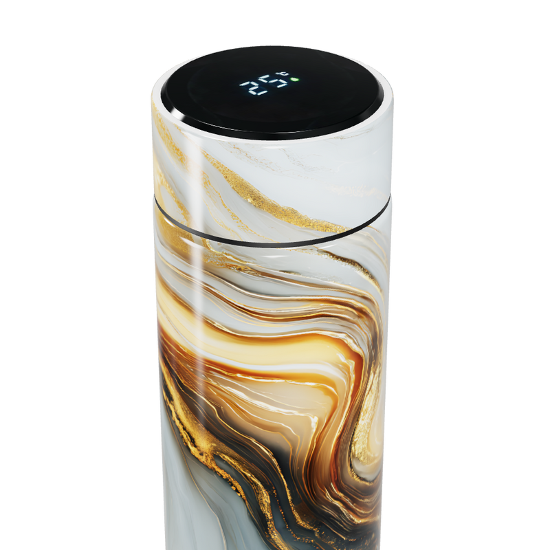 Garrafa Térmica Touch Mármore Dourado Digital