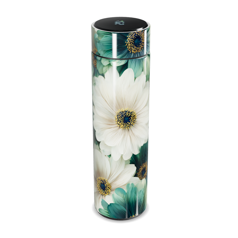 Garrafa Térmica Touch - Floral Verde e Branco