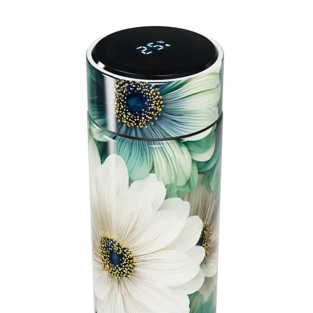 Garrafa Térmica Touch - Floral Verde e Branco