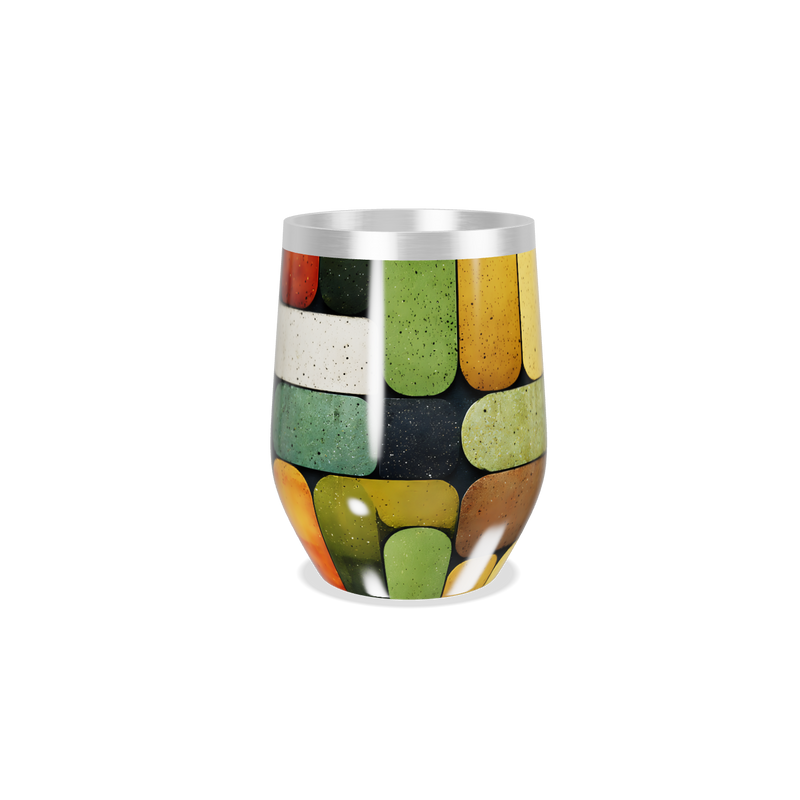 Copo Térmico Slim - Colorido com Padrão Geométrico