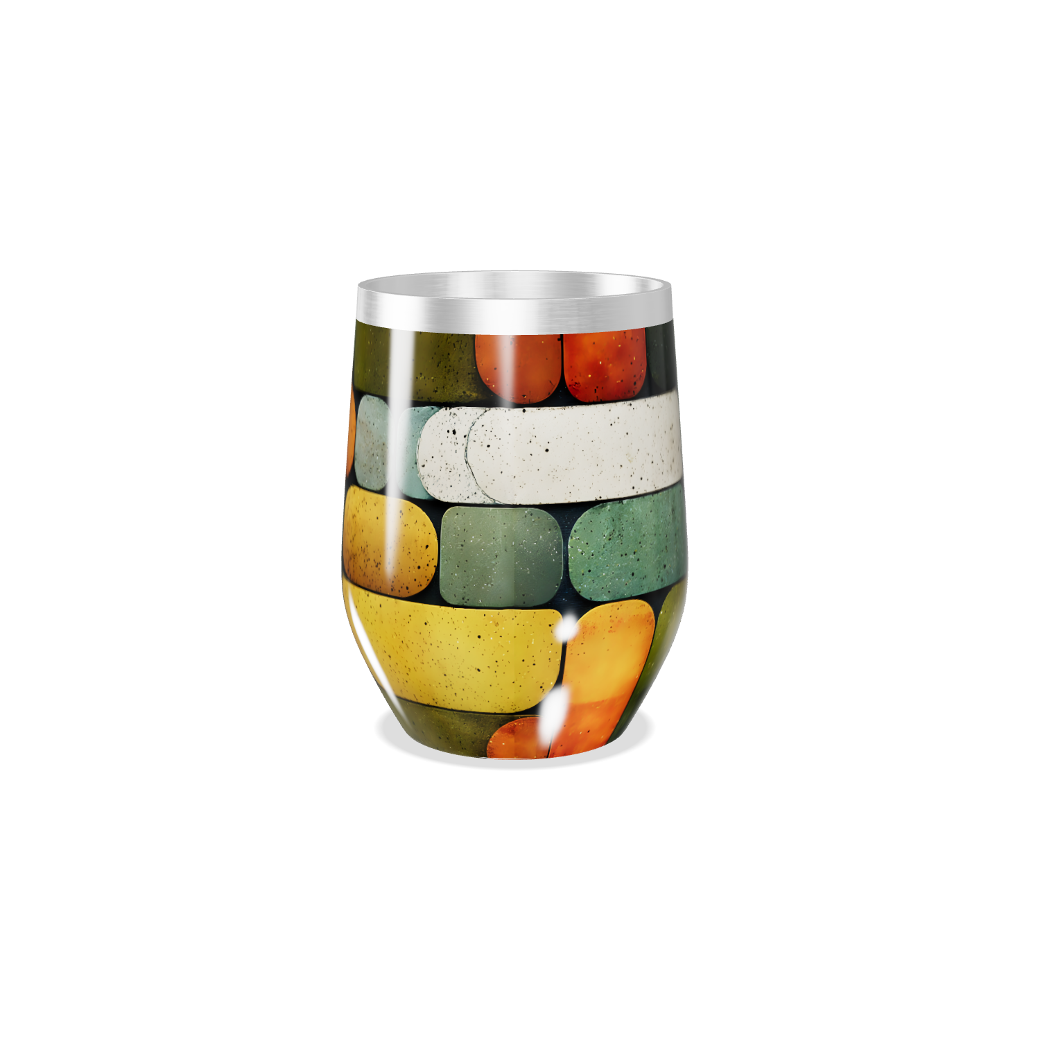 Copo Térmico Slim - Colorido com Padrão Geométrico