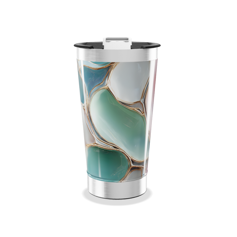 Copo Térmico - Verde com Estampa Abstrata