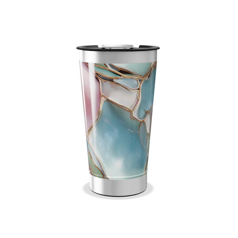 Copo Térmico - Verde com Estampa Abstrata