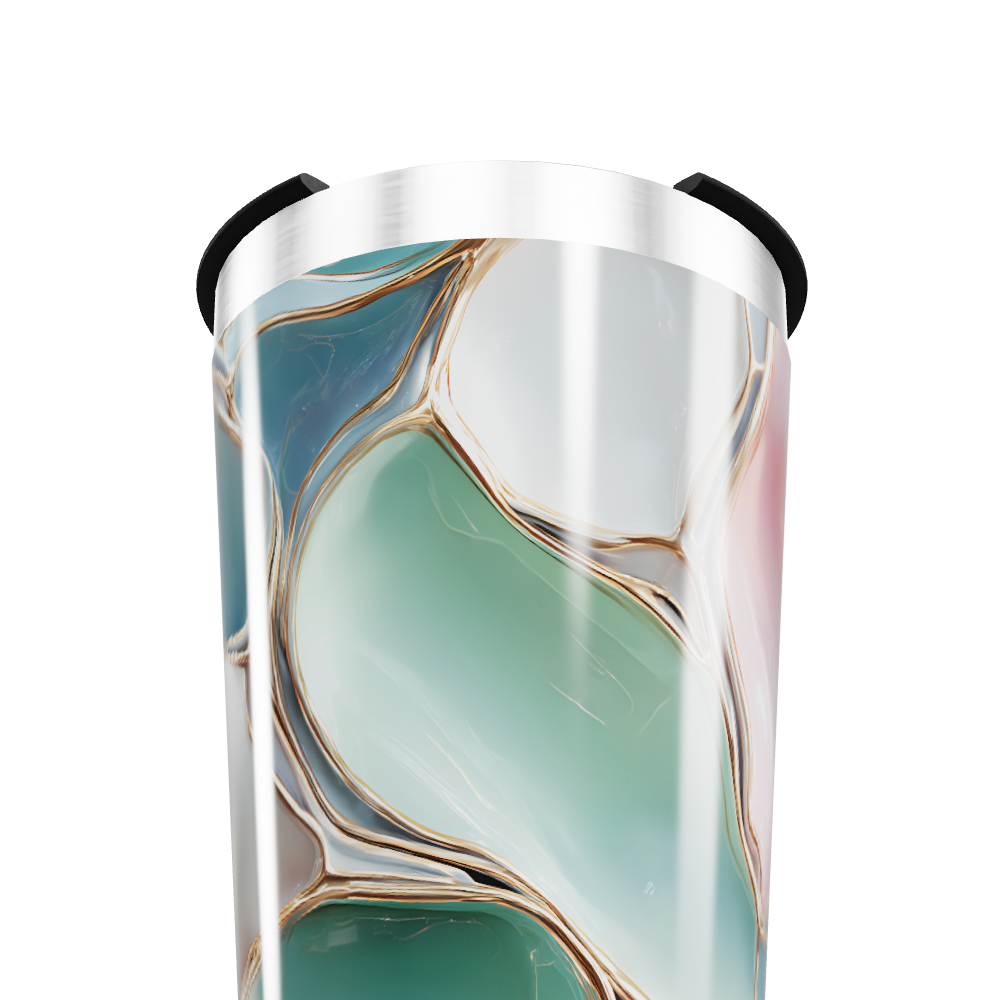 Copo Térmico - Verde com Estampa Abstrata