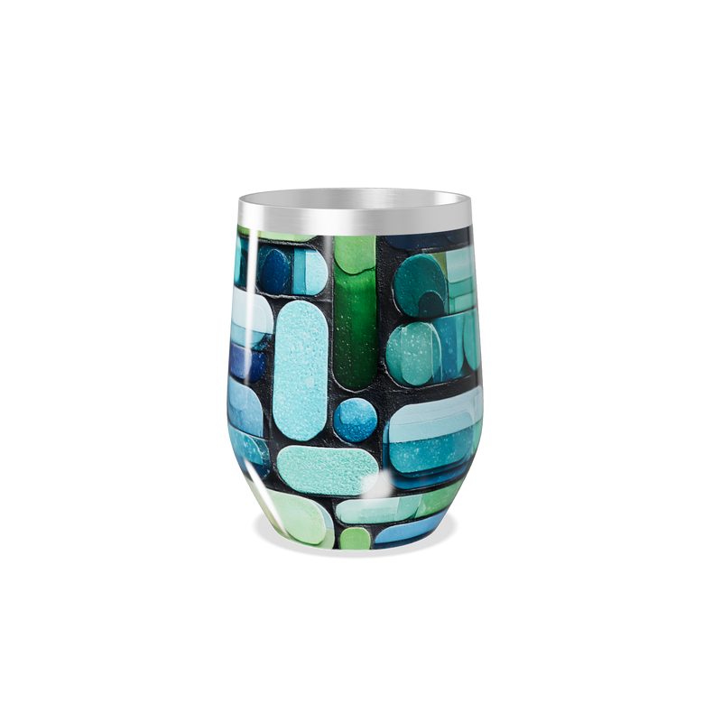 Copo Térmico Slim - Estampa Geométrica Azul