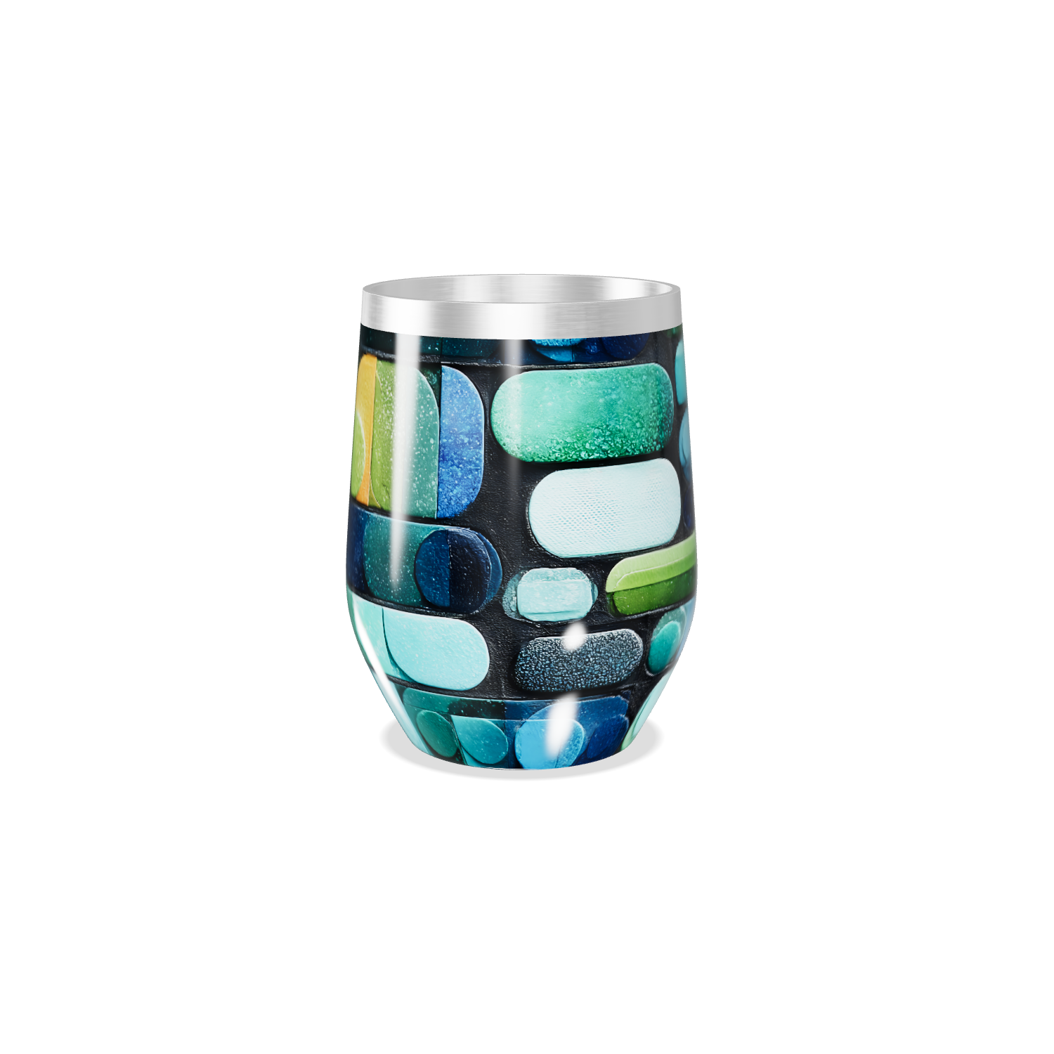 Copo Térmico Slim - Estampa Geométrica Azul