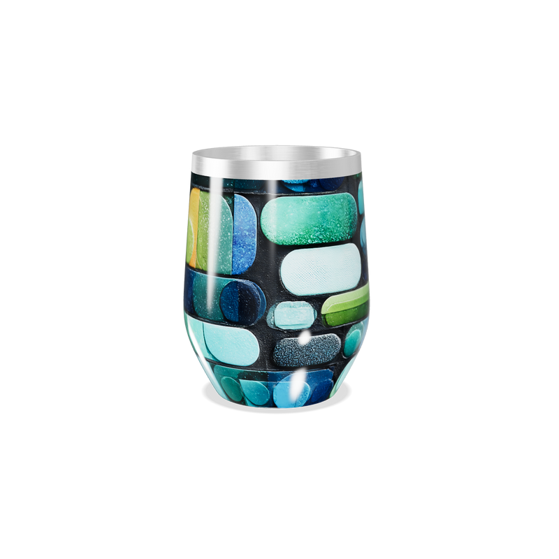 Copo Térmico Slim - Estampa Geométrica Azul