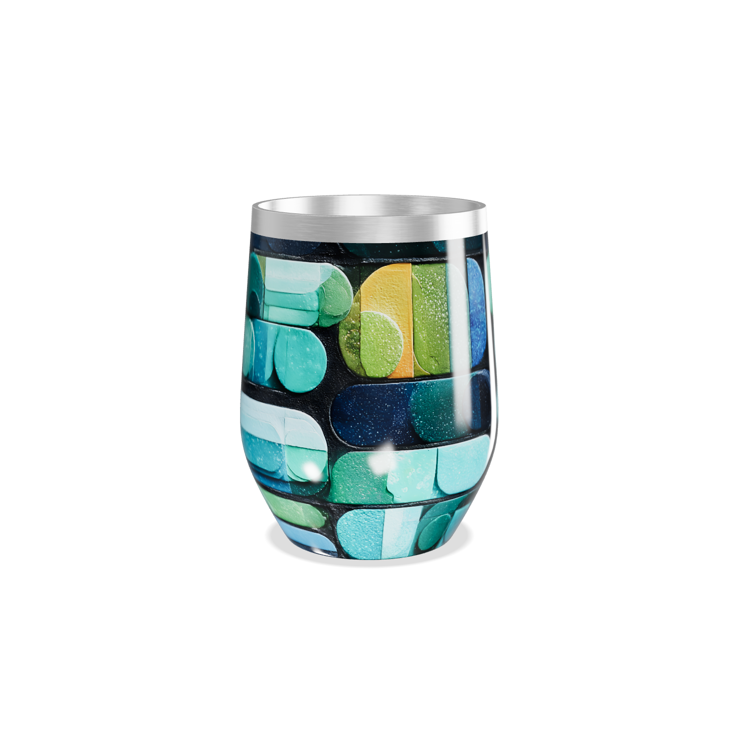 Copo Térmico Slim - Estampa Geométrica Azul