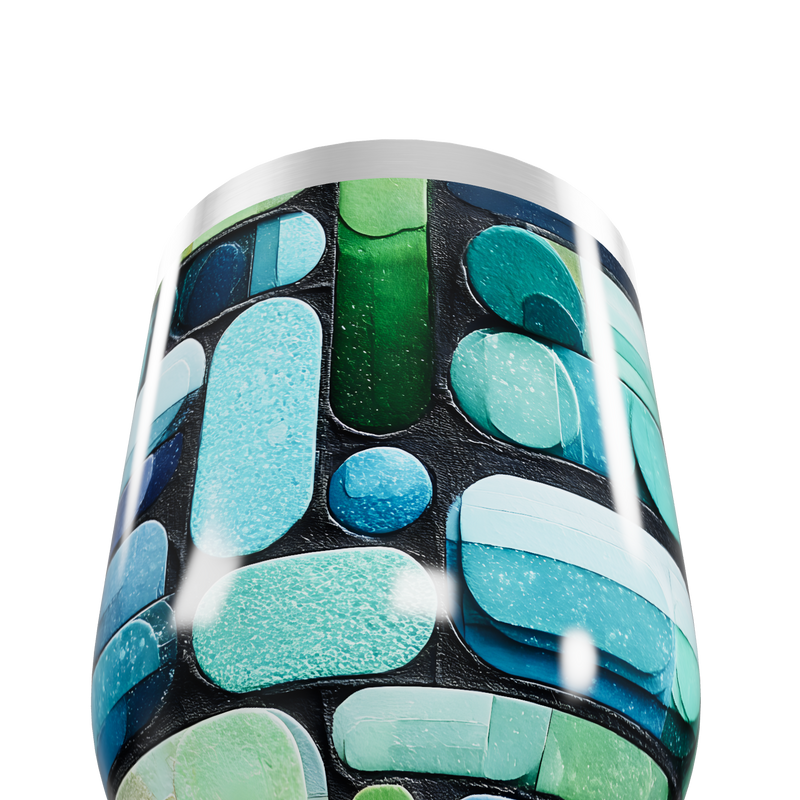 Copo Térmico Slim - Estampa Geométrica Azul