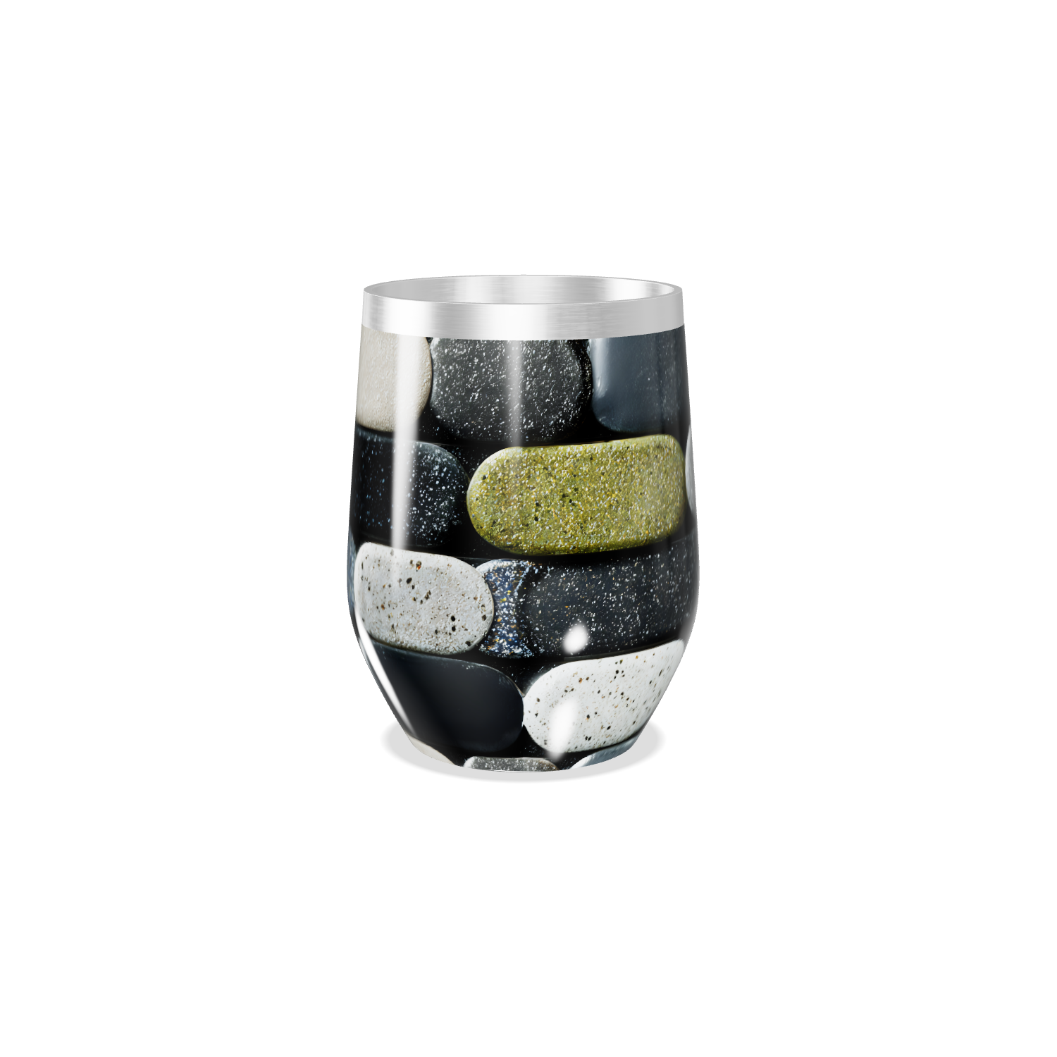 Copo Térmico Slim - Pedras Pretas Inox