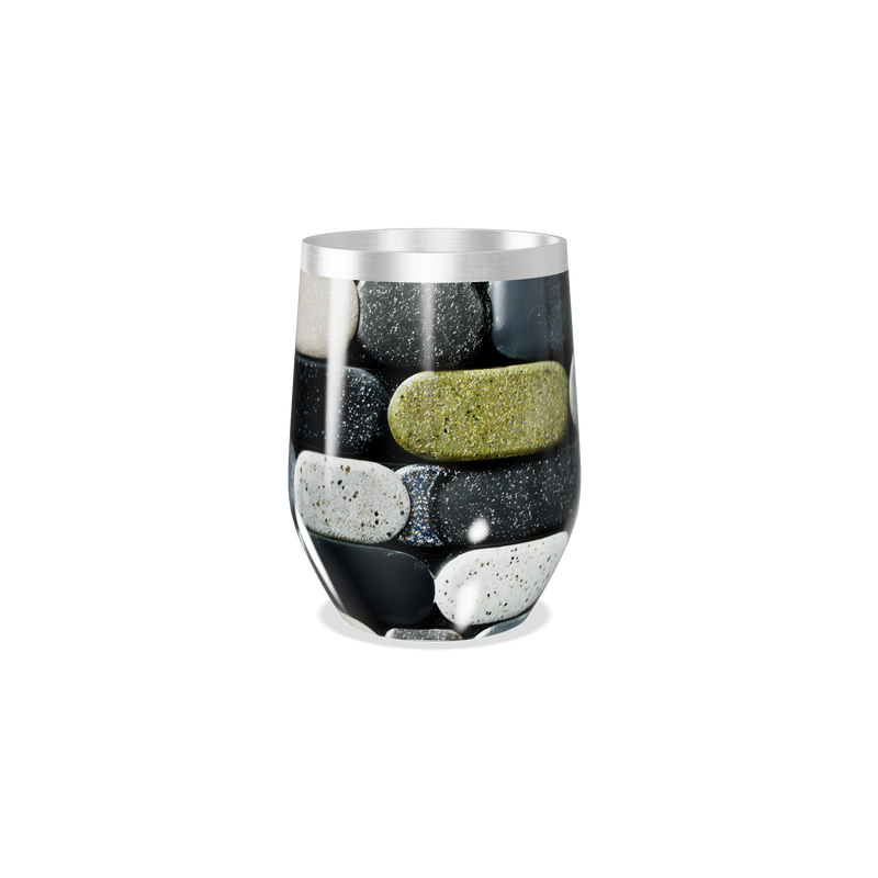 Copo Térmico Slim - Pedras Pretas Inox