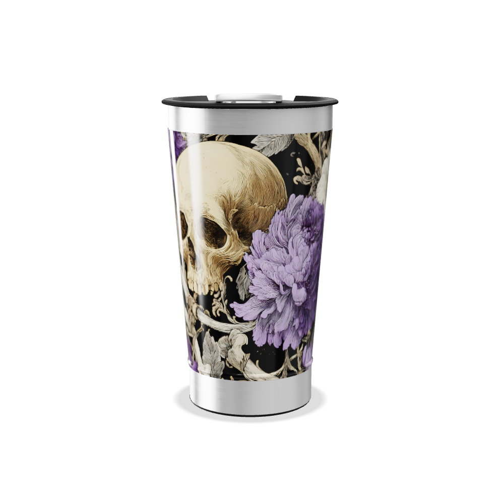 Copo Térmico - Caveira Floral Preto