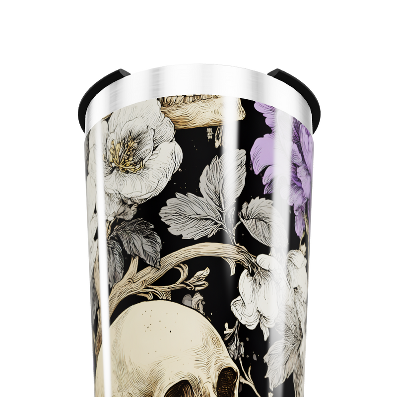 Copo Térmico - Caveira Floral Preto