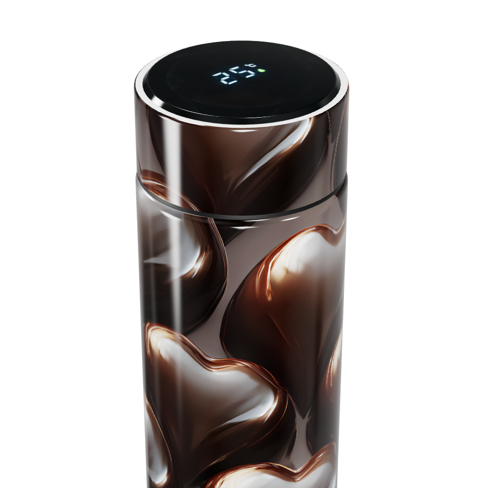 Garrafa Térmica Touch Corações Marrom