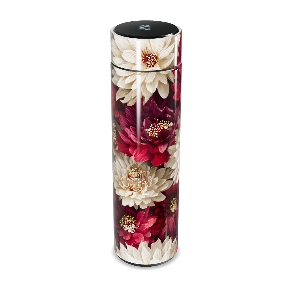 Garrafa Térmica Touch - Floral Vermelha e Branca