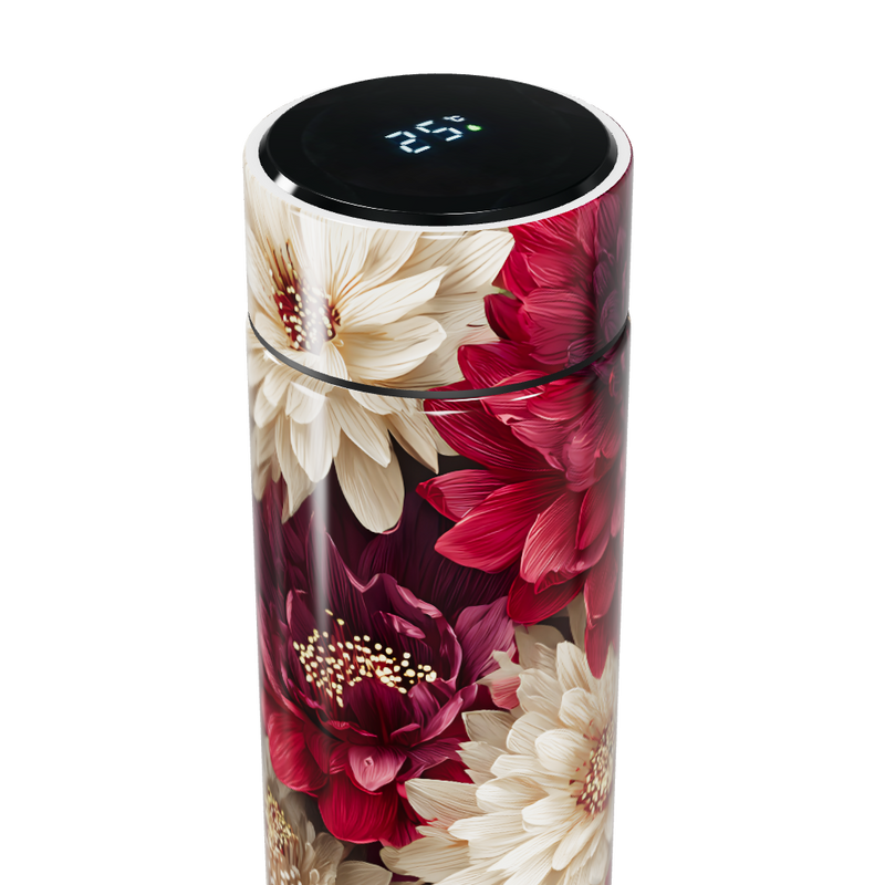 Garrafa Térmica Touch - Floral Vermelha e Branca