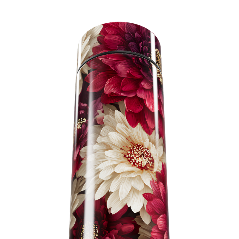 Garrafa Térmica Touch - Floral Vermelha e Branca