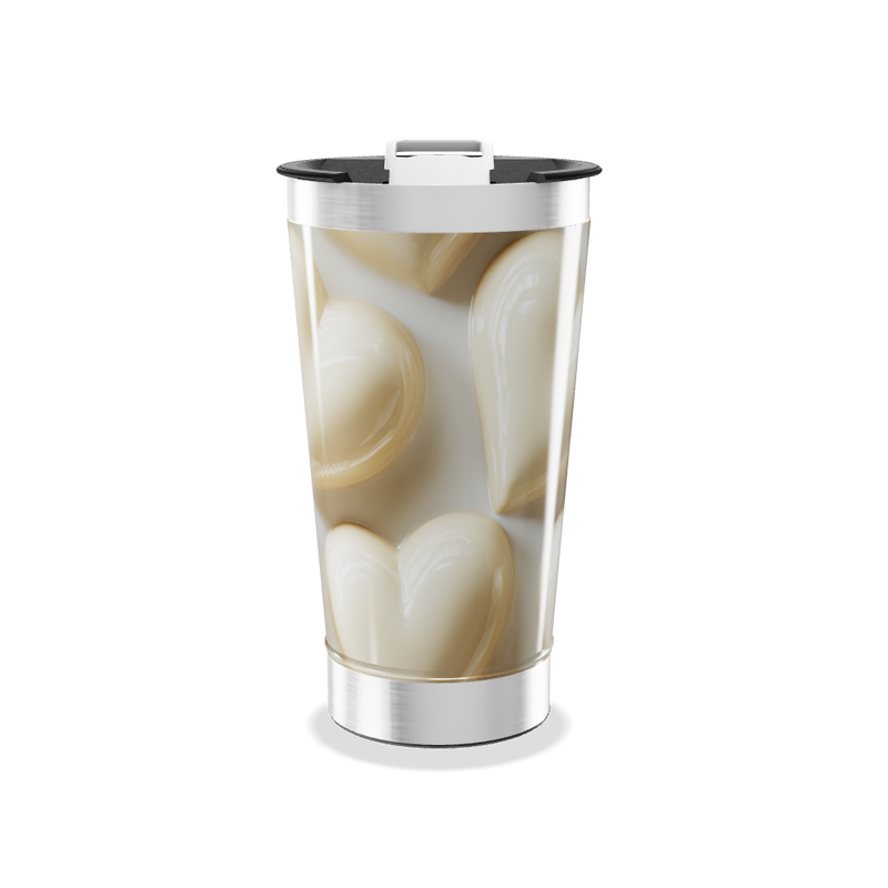 Copo Térmico - Estampa Corações Bege