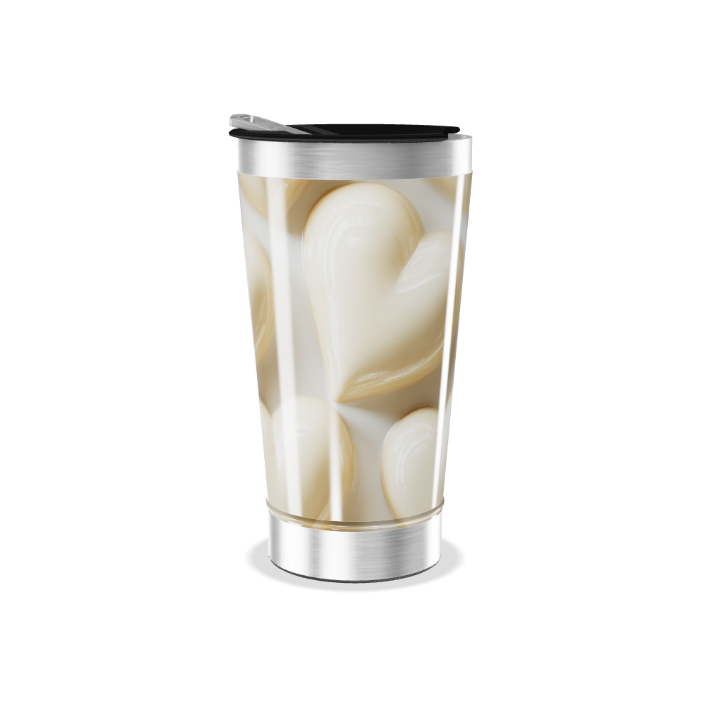 Copo Térmico - Estampa Corações Bege