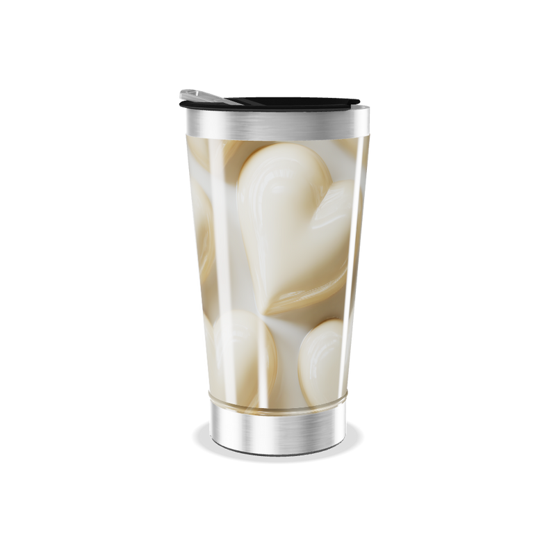 Copo Térmico - Estampa Corações Bege