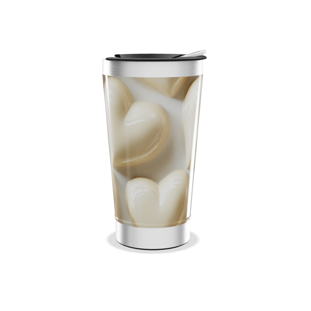 Copo Térmico - Estampa Corações Bege