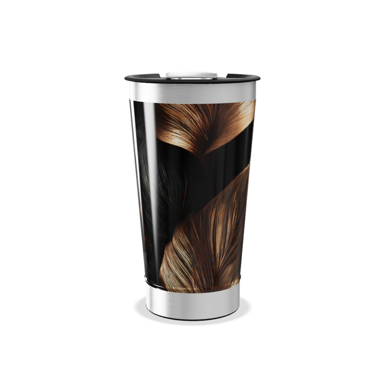 Copo Térmico - Preto com Folhas Douradas