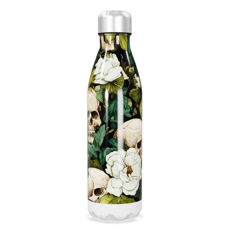 Garrafa Inox - Flores e Caveiras Colorida