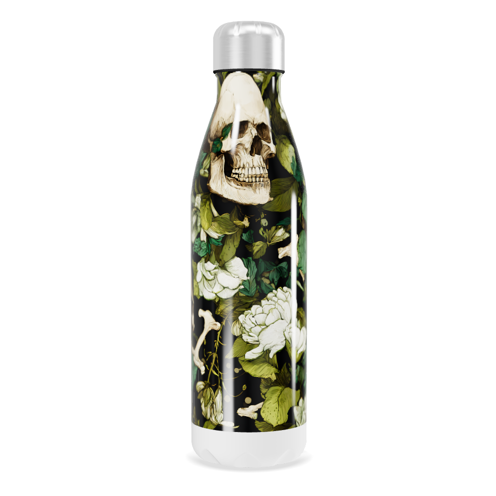 Garrafa Inox - Flores e Caveiras Colorida
