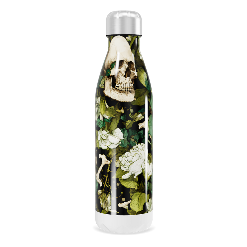 Garrafa Inox - Flores e Caveiras Colorida