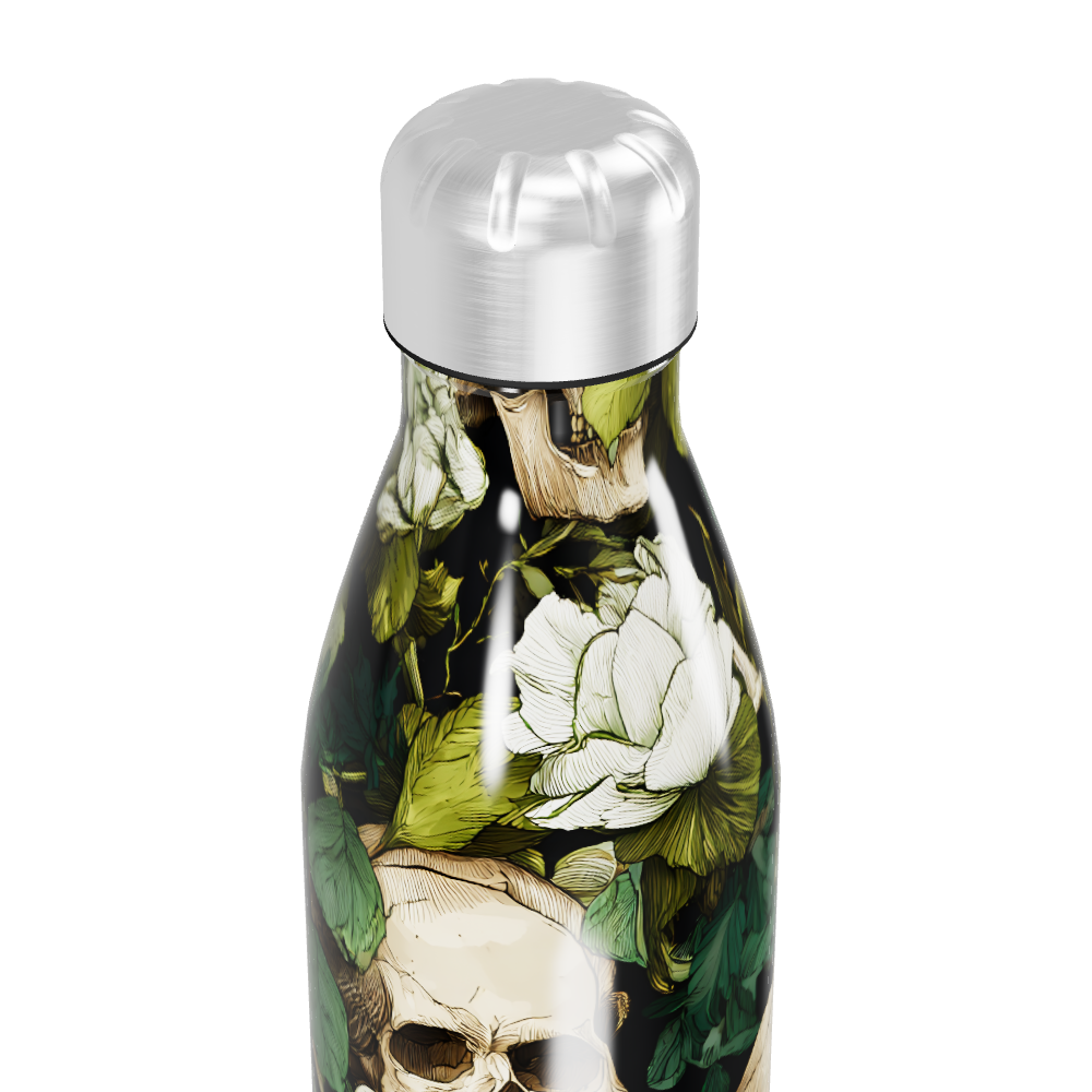Garrafa Inox - Flores e Caveiras Colorida
