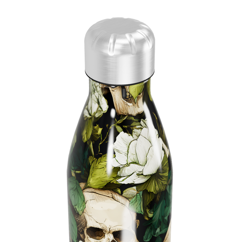 Garrafa Inox - Flores e Caveiras Colorida