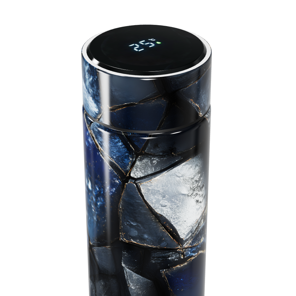 Garrafa Térmica Touch - Estampa Azul e Prata