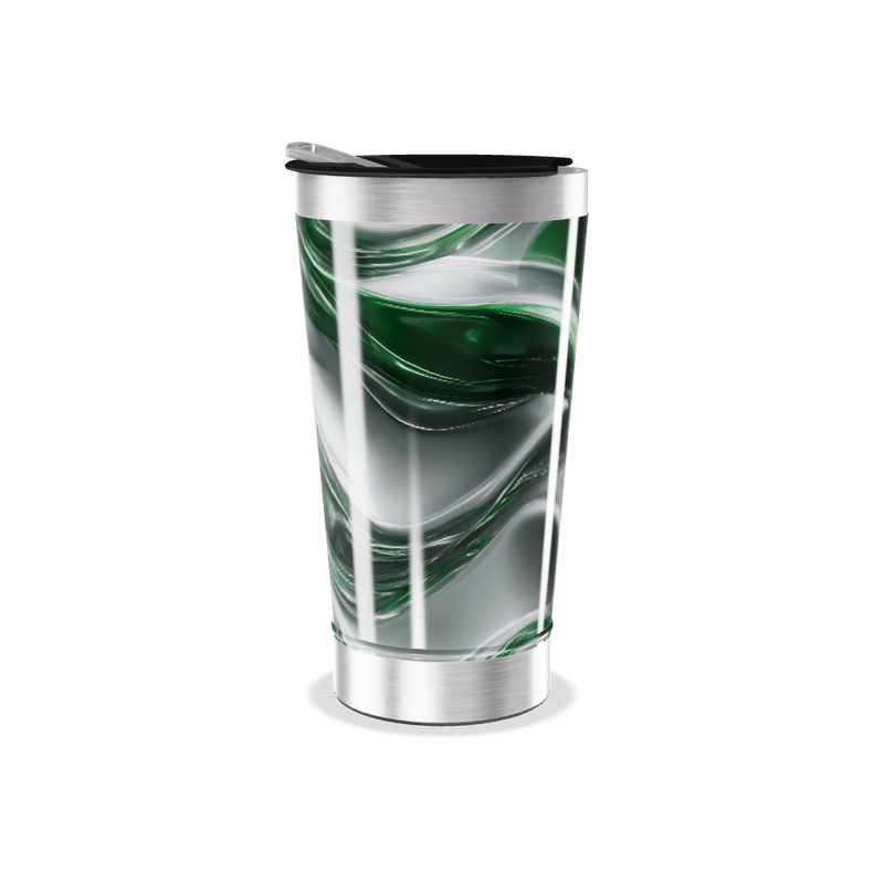 Copo Térmico - Verde com Design Abstrato