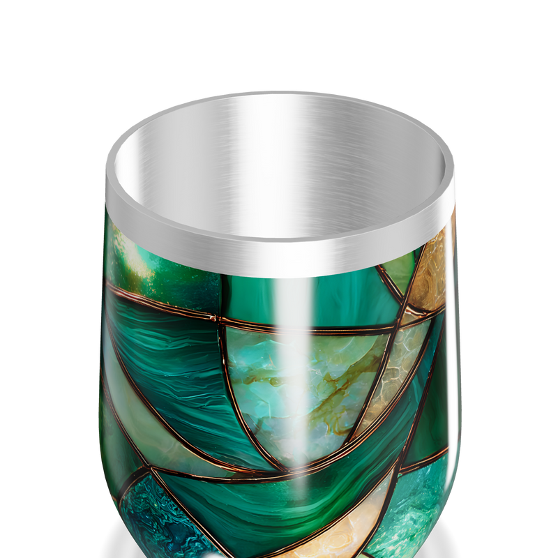 Copo Térmico Slim - Verde com Estampa Abstrata