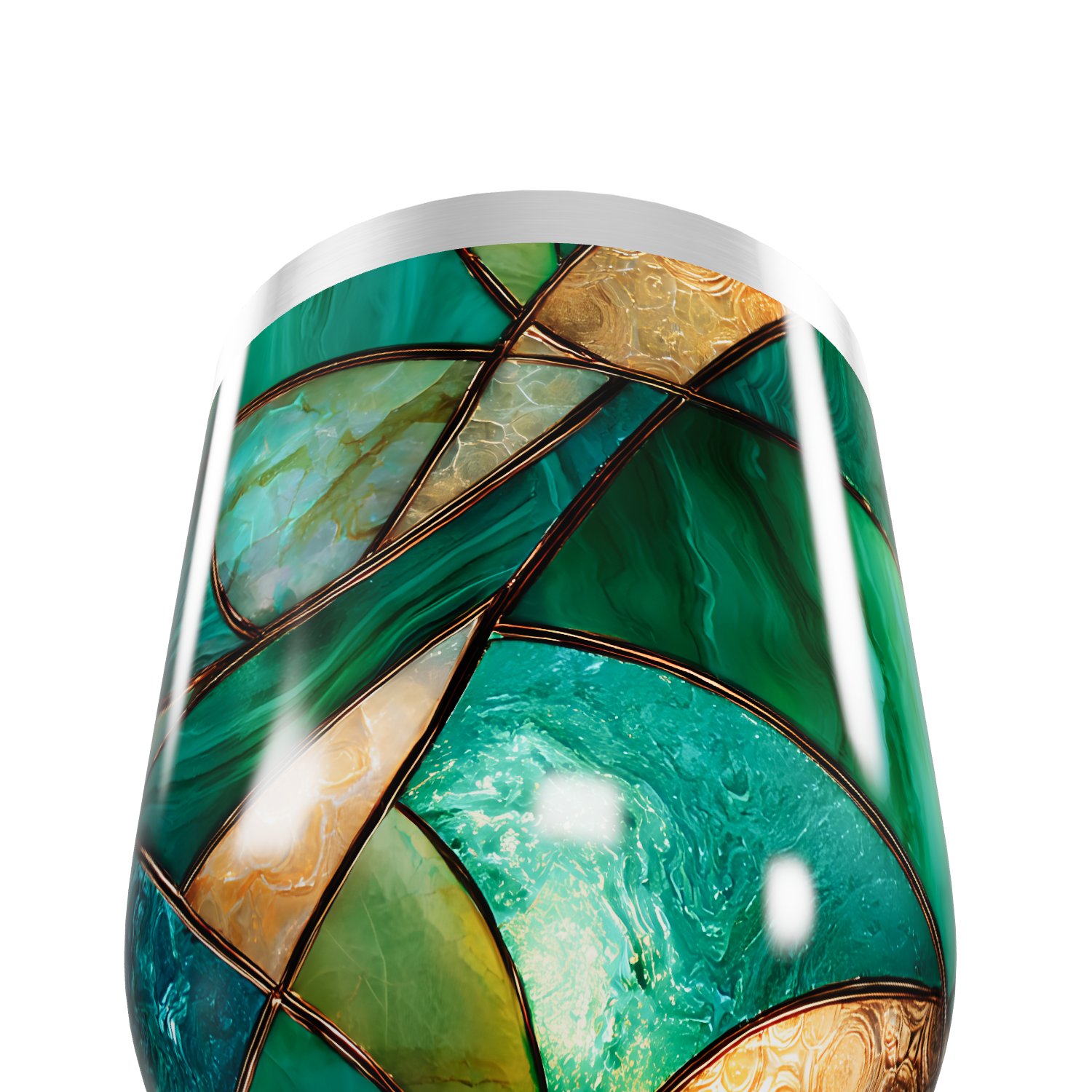 Copo Térmico Slim - Verde com Estampa Abstrata