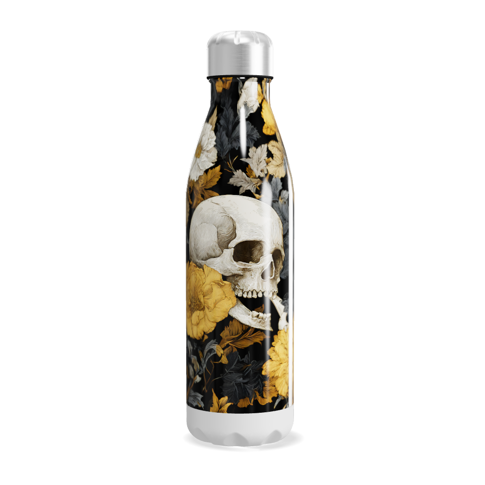 Garrafa Inox - Floral Preto e Dourado