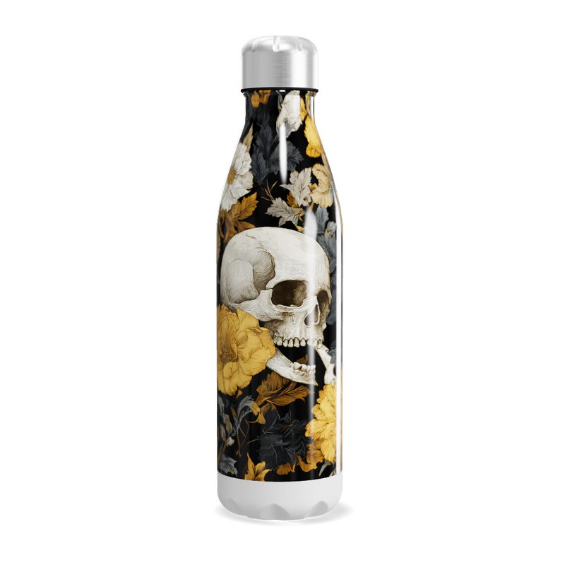 Garrafa Inox - Floral Preto e Dourado