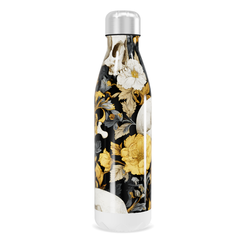 Garrafa Inox - Floral Preto e Dourado
