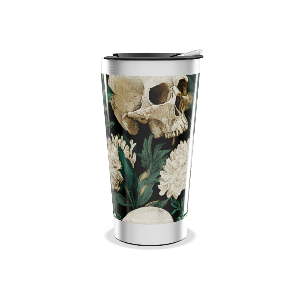 Copo Térmico - Floral Preto e Verde