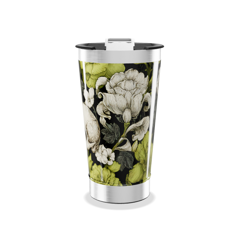 Copo Térmico - Floral Preto e Verde