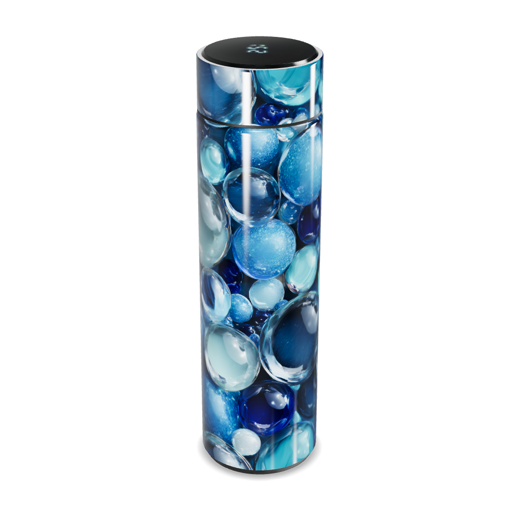 Garrafa Térmica Touch - Azul Bolhas Vidro