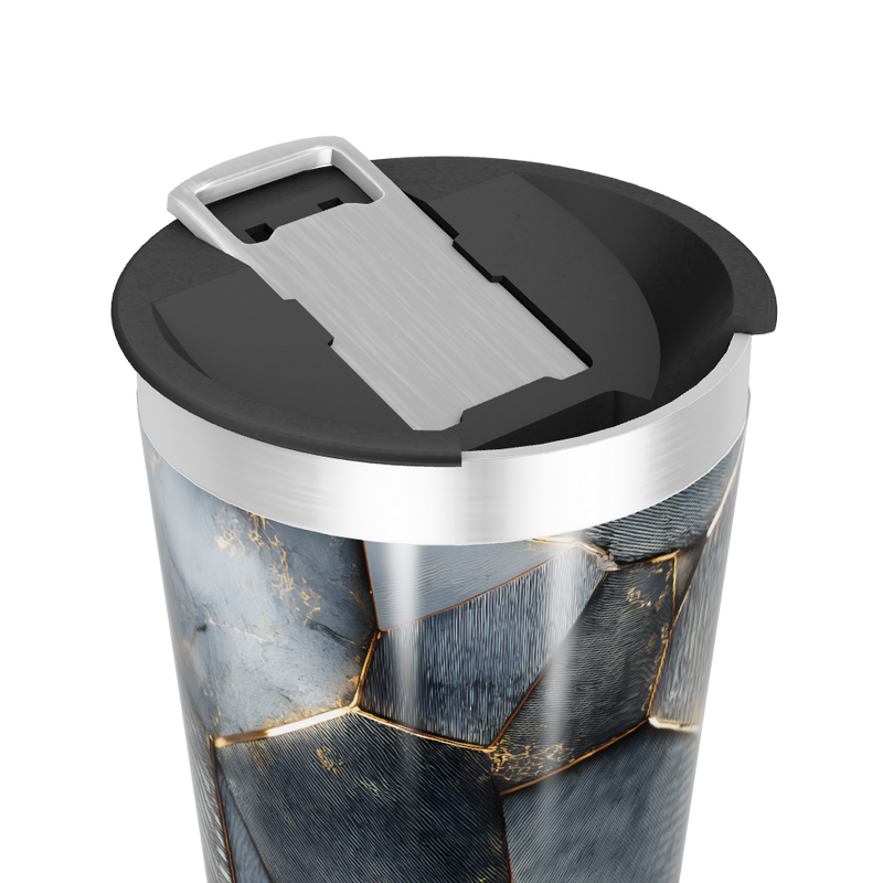 Copo Térmico - Hexágonos Preto e Dourado